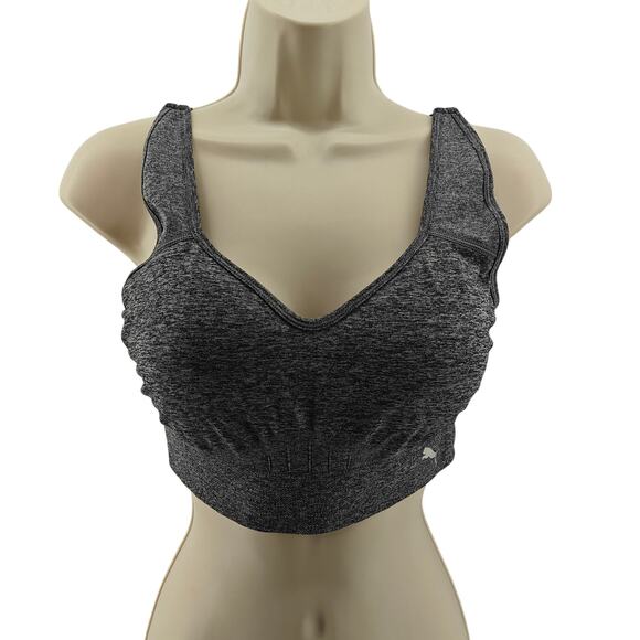 Puma Convertible Seamless Sports Bra 2 Pack Gray Black Womens Large - Picture 1 of 7